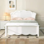 Lit plateforme moderne Luxystar en bois avec tête de lit pour chambre à coucher, blanc