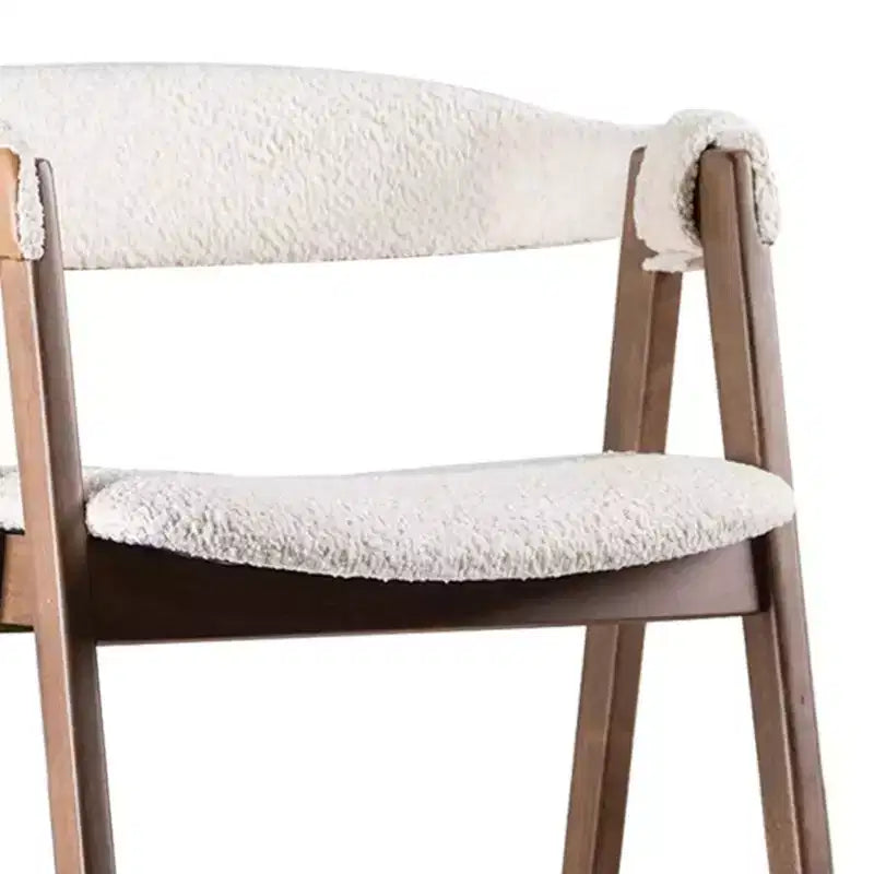 Tabouret de comptoir Royal Hampton, lot de 2, bois de noyer marron, tissu bouclé beige