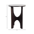 Table d'appoint contemporaine ronde avec plateau en marbre et base en métal pour la décoration intérieure - Table d'appoint étroite sculpturale pour petits espaces - 22, Blanc et bronze