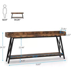 Table console extra longue Lantine de 70,9 pouces derrière le canapé, table de canapé industrielle rustique pour salon, table de bar longue et étroite pour entrée et couloir