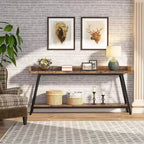 Table console extra longue Lantine de 70,9 pouces derrière le canapé, table de canapé industrielle rustique pour salon, table de bar longue et étroite pour entrée et couloir