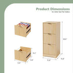 Karl HomeCommode de classement 3 tiroirs en boisFinition grain de boisDesign cannelé