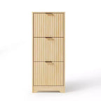 Karl HomeCommode de classement 3 tiroirs en boisFinition grain de boisDesign cannelé