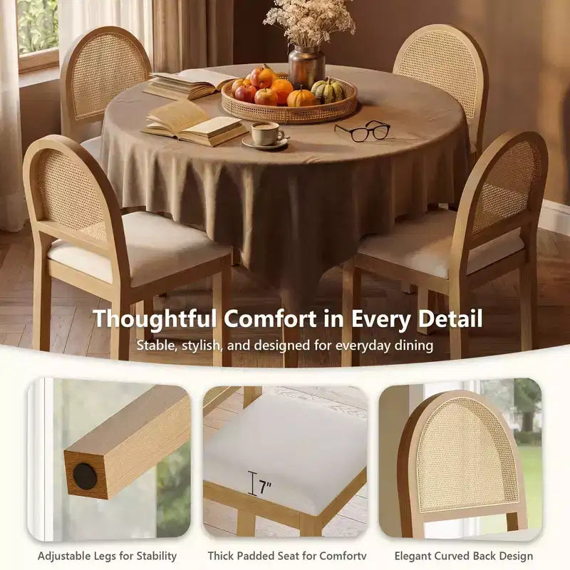 Chaises de salle à manger TYBOATLE, style moderne du milieu du siècle, avec dossier en rotin tissé à la main et assise rembourrée en chenille, pour cuisine ou salle à manger