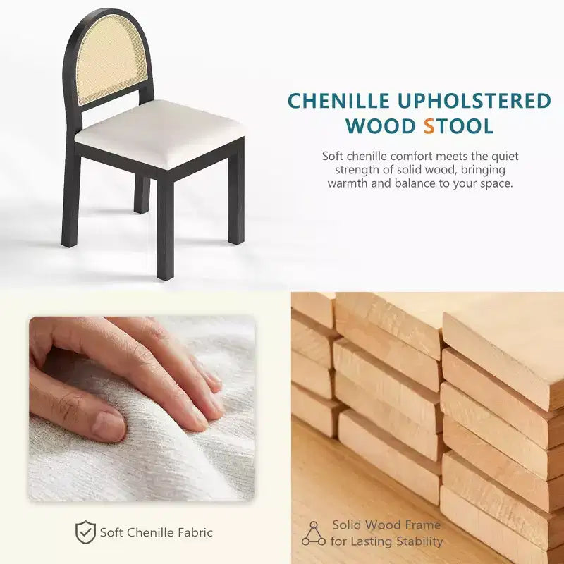 Chaises de salle à manger TYBOATLE, style moderne du milieu du siècle, avec dossier en rotin tissé à la main et assise rembourrée en chenille, pour cuisine ou salle à manger