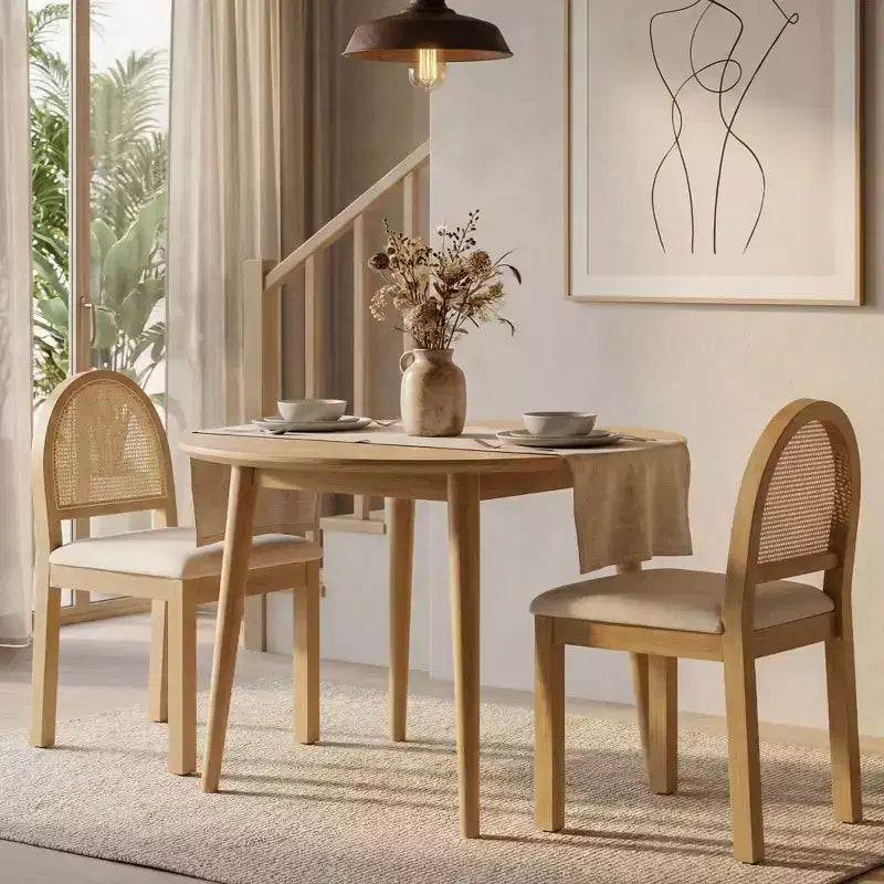 Chaises de salle à manger TYBOATLE, style moderne du milieu du siècle, avec dossier en rotin tissé à la main et assise rembourrée en chenille, pour cuisine ou salle à manger