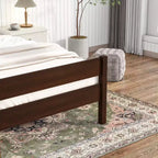 Cadre de lit plateforme double Sailvan en bois d'hévéa avec tête et pied de lit, design compact