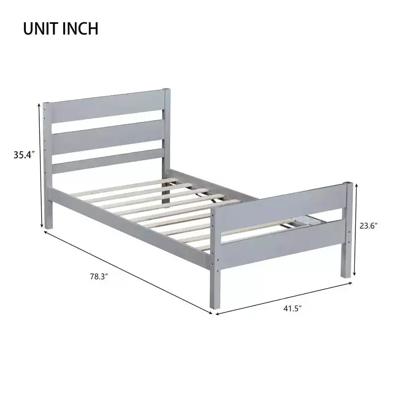 Cadre de lit plateforme double Sailvan en bois d'hévéa avec tête et pied de lit, design compact