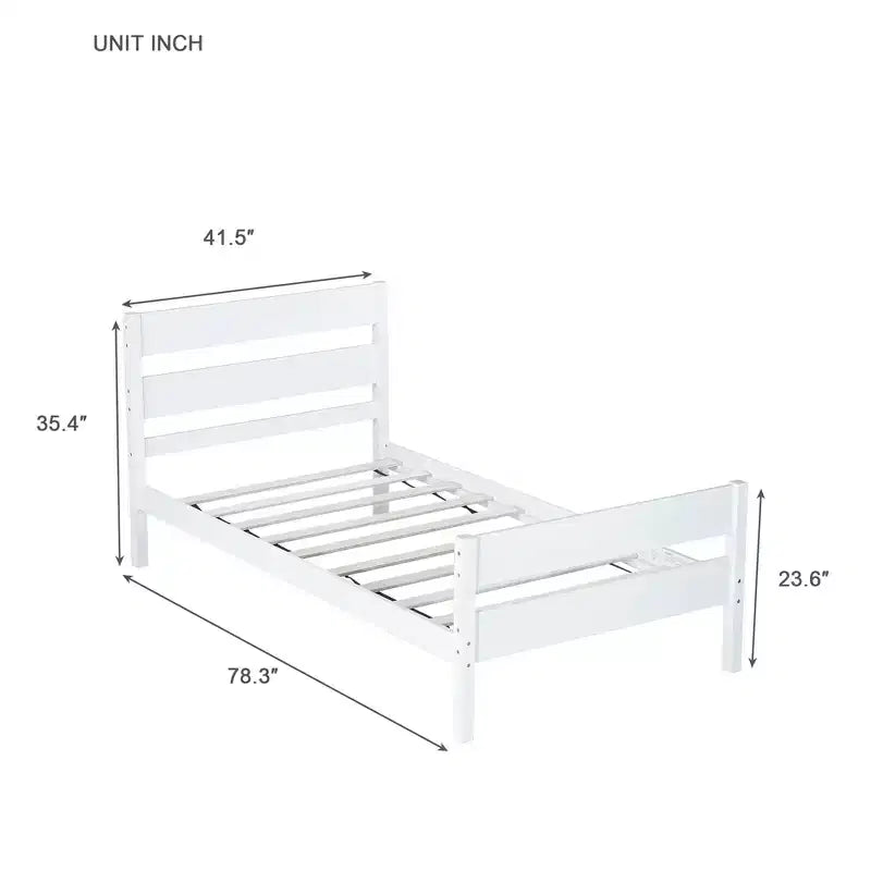 Cadre de lit plateforme double Sailvan en bois d'hévéa avec tête et pied de lit, design compact