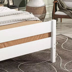 Cadre de lit plateforme double Sailvan en bois d'hévéa avec tête et pied de lit, design compact