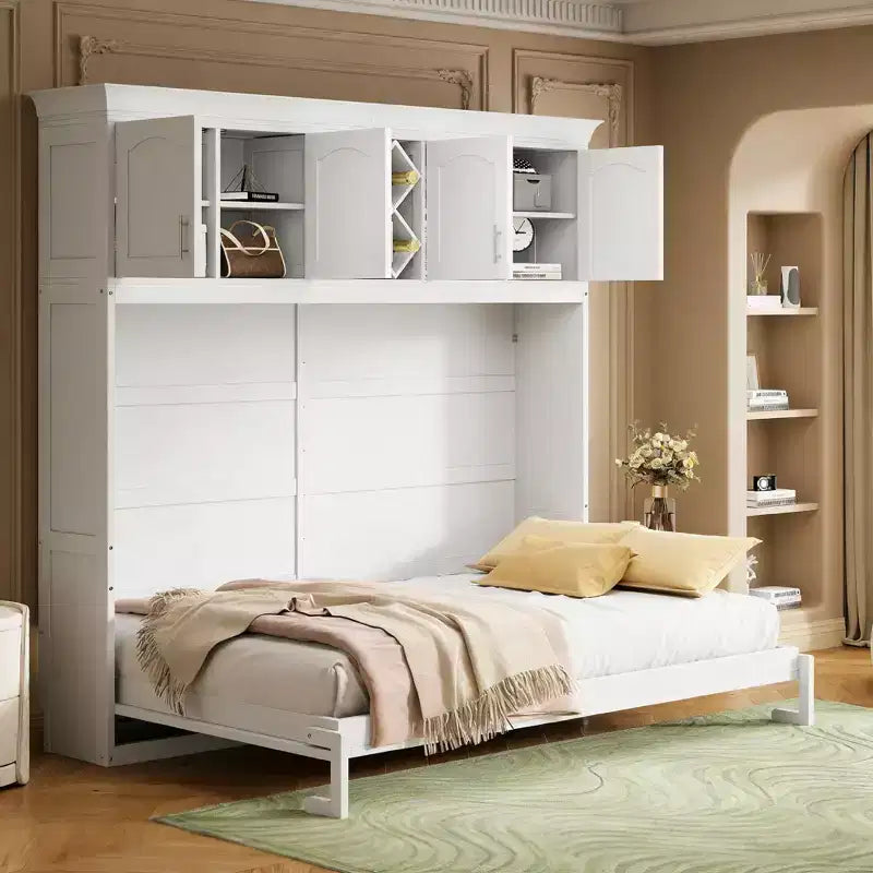 Lit escamotable moderne Queen Luxystar avec 2 armoires pour salon ou appartement