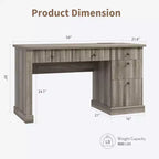 Bureau de télétravail cannelé de 137 cm avec tiroirs et chargement USB intégré, bureau d'écriture moderne pour salle d'étude