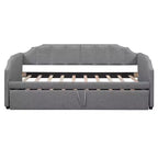 Canapé-lit rembourré ModernLuxe convertible lit simple/king size avec lit gigogne escamotable et ports de chargement USB, tissu en lin, capacité de 180 kg