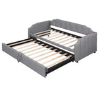 Canapé-lit rembourré ModernLuxe convertible lit simple/king size avec lit gigogne escamotable et ports de chargement USB, tissu en lin, capacité de 180 kg