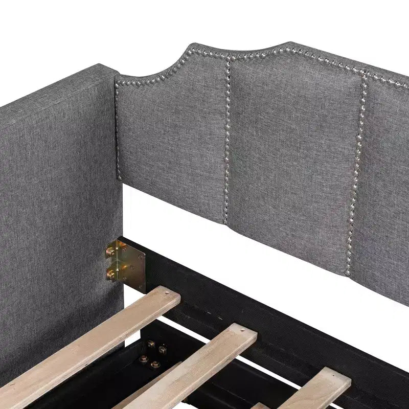 Canapé-lit rembourré ModernLuxe convertible lit simple/king size avec lit gigogne escamotable et ports de chargement USB, tissu en lin, capacité de 180 kg