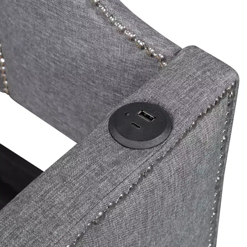 Canapé-lit rembourré ModernLuxe convertible lit simple/king size avec lit gigogne escamotable et ports de chargement USB, tissu en lin, capacité de 180 kg