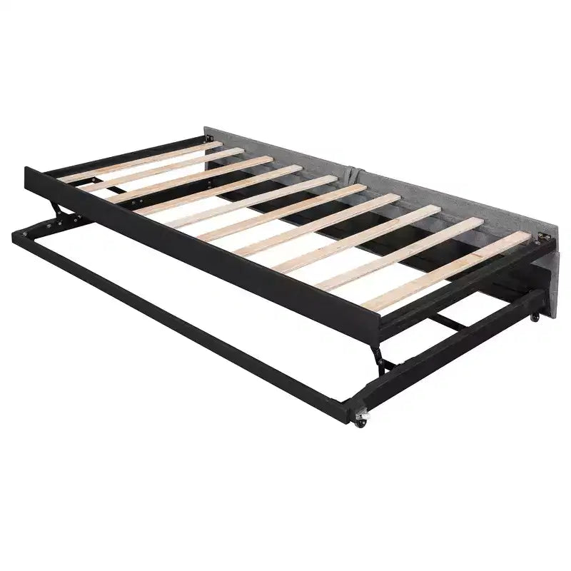 Canapé-lit rembourré ModernLuxe convertible lit simple/king size avec lit gigogne escamotable et ports de chargement USB, tissu en lin, capacité de 180 kg