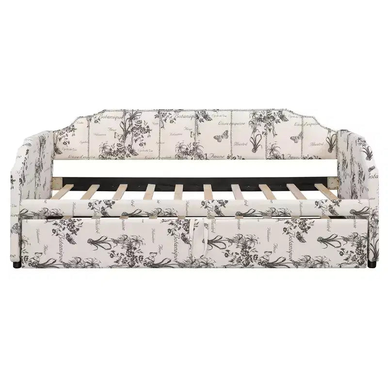 Canapé-lit rembourré ModernLuxe convertible lit simple/king size avec lit gigogne escamotable et ports de chargement USB, tissu en lin, capacité de 180 kg