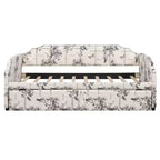 Canapé-lit rembourré ModernLuxe convertible lit simple/king size avec lit gigogne escamotable et ports de chargement USB, tissu en lin, capacité de 180 kg