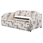 Canapé-lit rembourré ModernLuxe convertible lit simple/king size avec lit gigogne escamotable et ports de chargement USB, tissu en lin, capacité de 180 kg