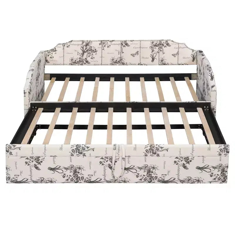 Canapé-lit rembourré ModernLuxe convertible lit simple/king size avec lit gigogne escamotable et ports de chargement USB, tissu en lin, capacité de 180 kg