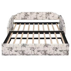Canapé-lit rembourré ModernLuxe convertible lit simple/king size avec lit gigogne escamotable et ports de chargement USB, tissu en lin, capacité de 180 kg