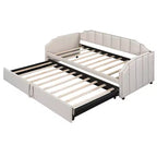 Canapé-lit rembourré ModernLuxe convertible lit simple/king size avec lit gigogne escamotable et ports de chargement USB, tissu en lin, capacité de 180 kg
