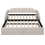Canapé-lit rembourré ModernLuxe convertible lit simple/king size avec lit gigogne escamotable et ports de chargement USB, tissu en lin, capacité de 180 kg