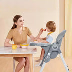 Chaise Haute Bébé Multifonctionnelle avec Hauteur et Inclinaison Réglables, Pliable pour Bébés et Tout-Petits