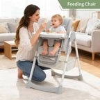 Chaise Haute Bébé Multifonctionnelle avec Hauteur et Inclinaison Réglables, Pliable pour Bébés et Tout-Petits