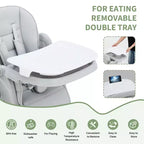 Chaise Haute Bébé Multifonctionnelle avec Hauteur et Inclinaison Réglables, Pliable pour Bébés et Tout-Petits