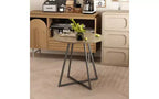 Table à manger ronde de 80 cm, petite table de cuisine avec pieds en métal noir pour 2 à 4 personnes, marron