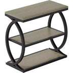Table d'appoint Lantine, table d'appoint étroite à 3 niveaux pour salon, table d'appoint industrielle en bois avec cadre en métal pour chambre, petits espaces, gris