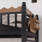 Lit mezzanine en métal ModernLuxe Twin XL/Full/Queen avec escaliers de rangement et étagères, cadre de lit mezzanine robuste, noir