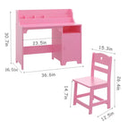 Bureau et chaise pour enfants en bois avec étagère de rangement, poste de travail et d'étude avec armoire et bibliothèque pour chambre ou salle de jeux
