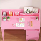 Bureau et chaise pour enfants en bois avec étagère de rangement, poste de travail et d'étude avec armoire et bibliothèque pour chambre ou salle de jeux