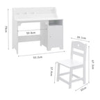 Bureau et chaise pour enfants en bois avec étagère de rangement, poste de travail et d'étude avec armoire et bibliothèque pour chambre ou salle de jeux