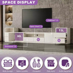 Meuble TV moderne ATJafurn de 300,2 cm pour téléviseurs de 55/65/75 pouces, console média comprenant un meuble TV et un meuble de rangement à 2 tiroirs pour le salon