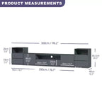 Meuble TV moderne ATJafurn de 300,2 cm pour téléviseurs de 55/65/75 pouces, console média comprenant un meuble TV et un meuble de rangement à 2 tiroirs pour le salon