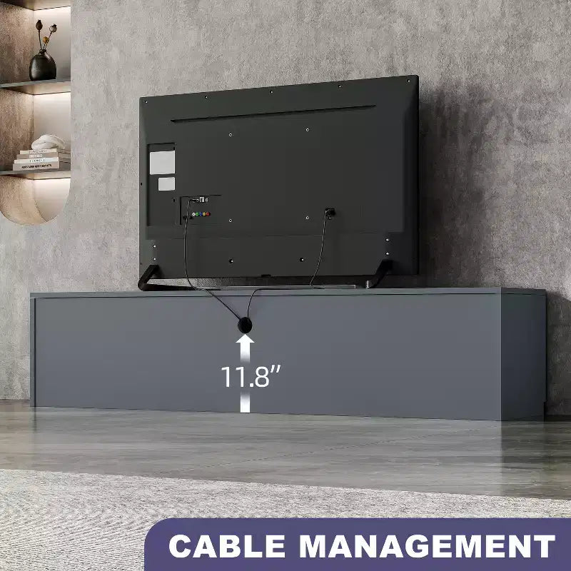 Meuble TV moderne ATJafurn de 300,2 cm pour téléviseurs de 55/65/75 pouces, console média comprenant un meuble TV et un meuble de rangement à 2 tiroirs pour le salon