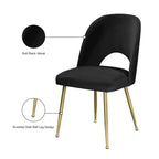 Chaise de salle à manger Meridian Furniture Logan en velours noir, lot de 2