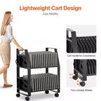 Chariot de chargement VEVOR pour ordinateurs portables, station de chargement mobile ouverte à roulettes pour 32 appareils, pour tablettes et ordinateurs portables jusqu'à 15,6 pouces, noir