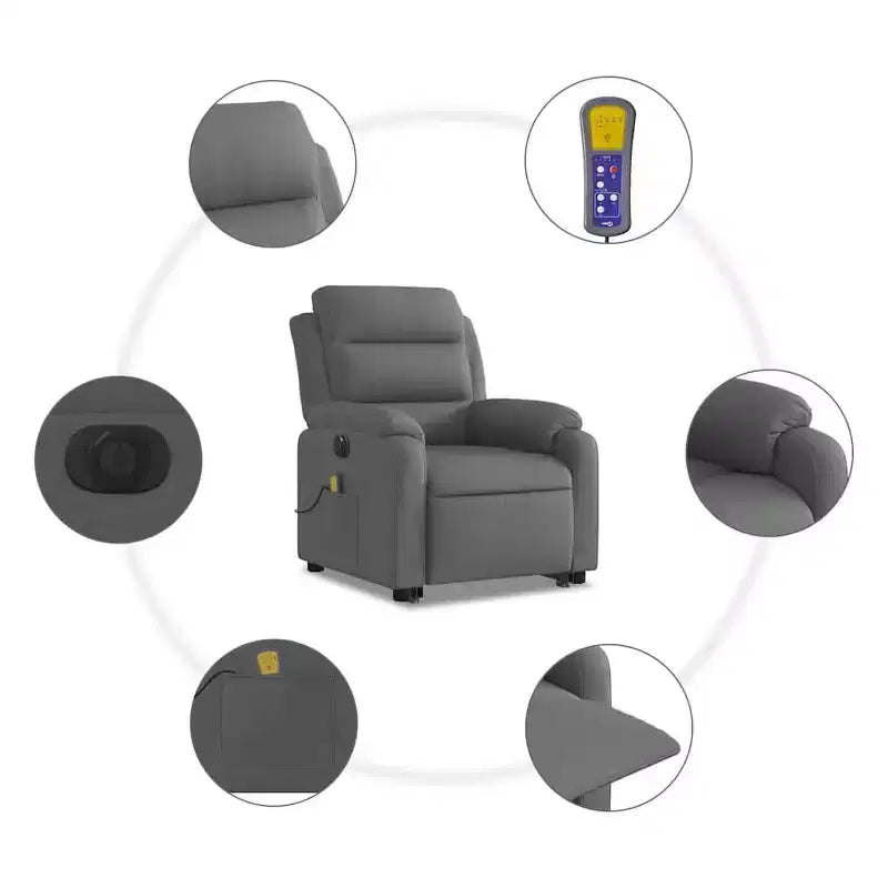 vidaXL Fauteuil inclinable de massage avec fonction releveur Gris clair