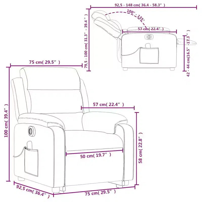 vidaXL Fauteuil inclinable de massage avec fonction releveur Gris clair