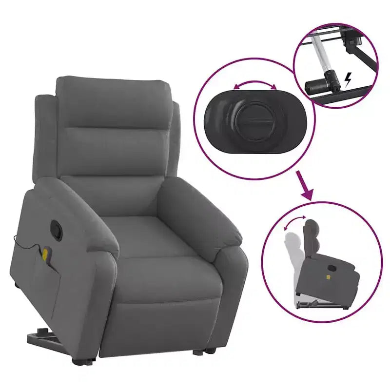 vidaXL Fauteuil inclinable de massage avec fonction releveur Gris clair