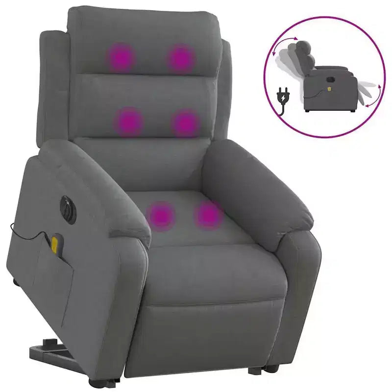 vidaXL Fauteuil inclinable de massage avec fonction releveur Gris clair