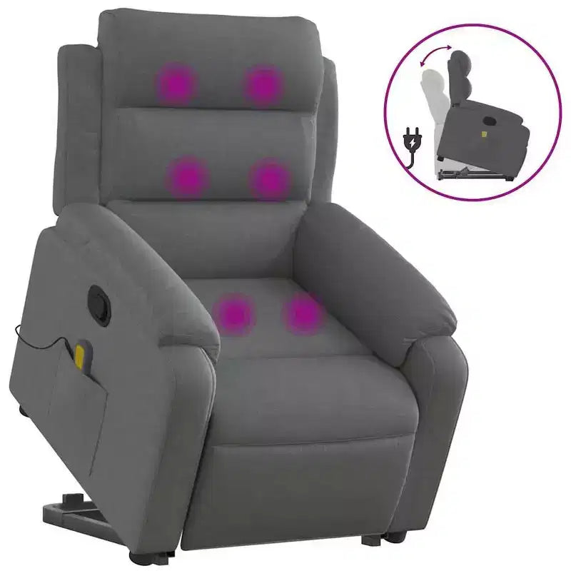 vidaXL Fauteuil inclinable de massage avec fonction releveur Gris clair