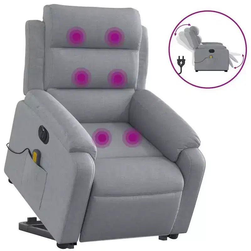 vidaXL Fauteuil inclinable de massage avec fonction releveur Gris clair