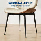 Lot de 2 chaises de salle à manger modernes du milieu du siècle, revêtues de cuir PU avec dossier incurvé en bois de noyer, pieds en métal noir pour cuisine et salle à manger