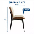 Lot de 2 chaises de salle à manger modernes du milieu du siècle, revêtues de cuir PU avec dossier incurvé en bois de noyer, pieds en métal noir pour cuisine et salle à manger